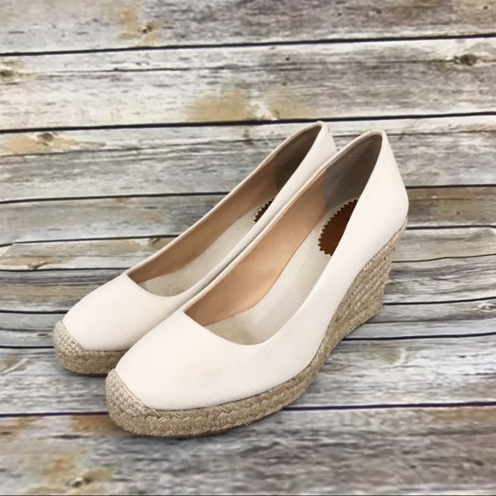 J.Crew Seville Beige Espadrille Wedges Sz 8.5